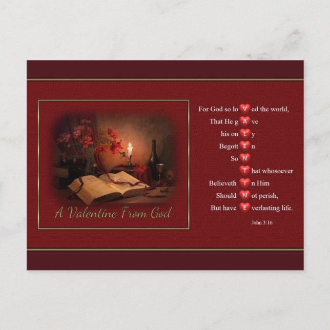 A Valentine från Gud vykort (Framsida)