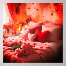 A Valentine's Day Bedroom Decorated With Love on a Poster