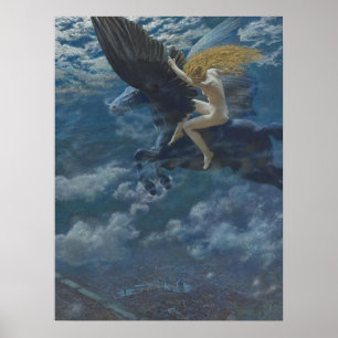 A Valkyrie rides a winged horse - Dream Idyll Poster