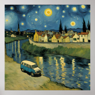A van down by River Van Gogh Parody Poster