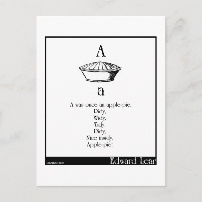 A var gång ett äpple-paj vykort (Framsida)