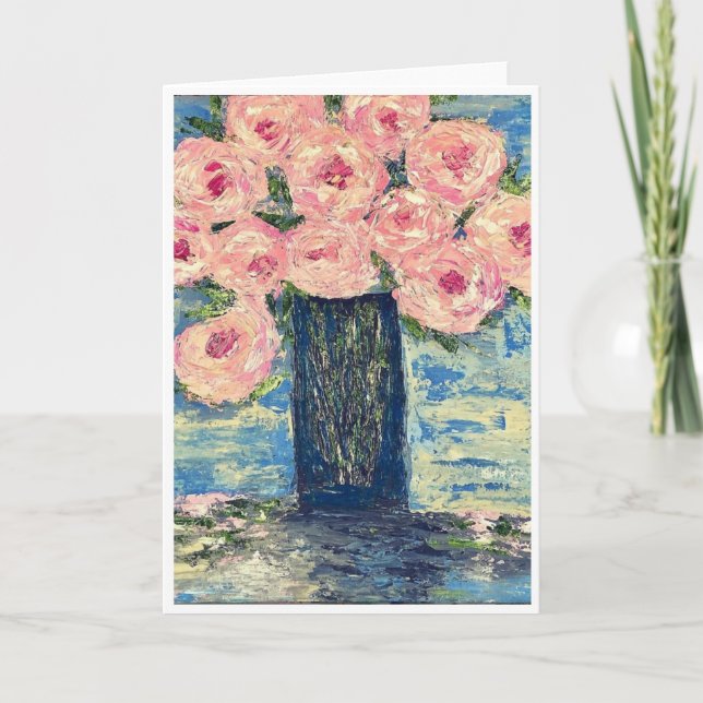 A Vas Fullt av Rosa Peonies Card<Blank Inside> Inbjudan (Framsida)