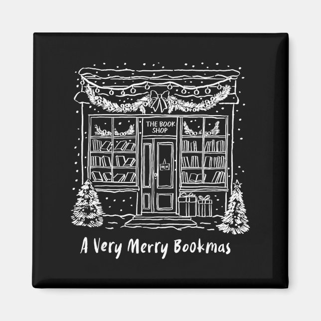 A Very Merry Bookmas Cozy Christmas Bookstore Holi Magnet (Framsidan)