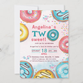 A vibrant 2nd birthday invitation with donuts.  inbjudningar