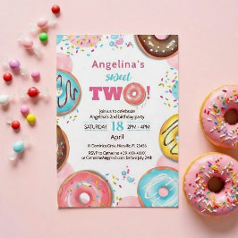 A vibrant 2nd birthday invitation with donuts.  inbjudningar