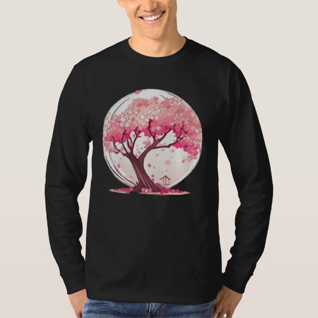 A Vibrant and Inspiring Cherry Blossom Sphere Tree T Shirt (Framsida)