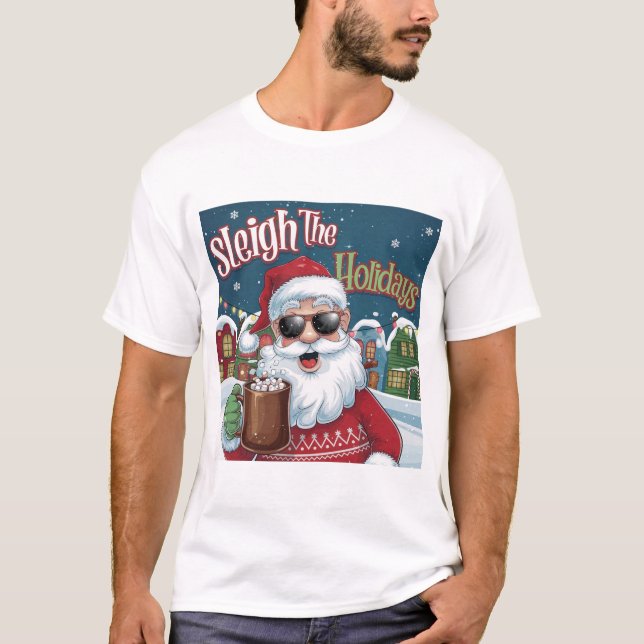 A vibrant and playful Christmas-themed T-shirt (Framsida)