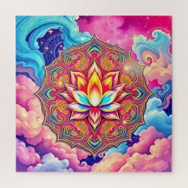 A Vibrant Mandala och Lotus Flower Pussel