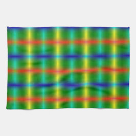 A vibrant textile design in two orientations kökshandduk