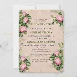 A Victorian Garden Grönts, Rosa ros Confirmation Inbjudningar
