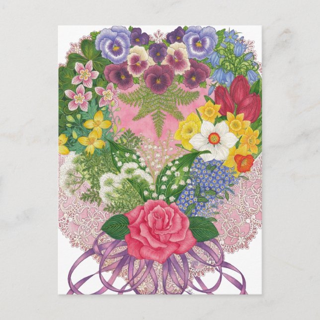 A Victorian Nosegay Valentine vycard Helg Vykort (Framsida)