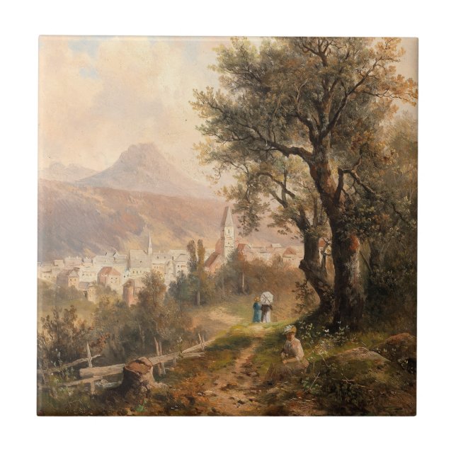A View Bad Aussee - Emil Barbarini Kakelplatta (Framsidan)