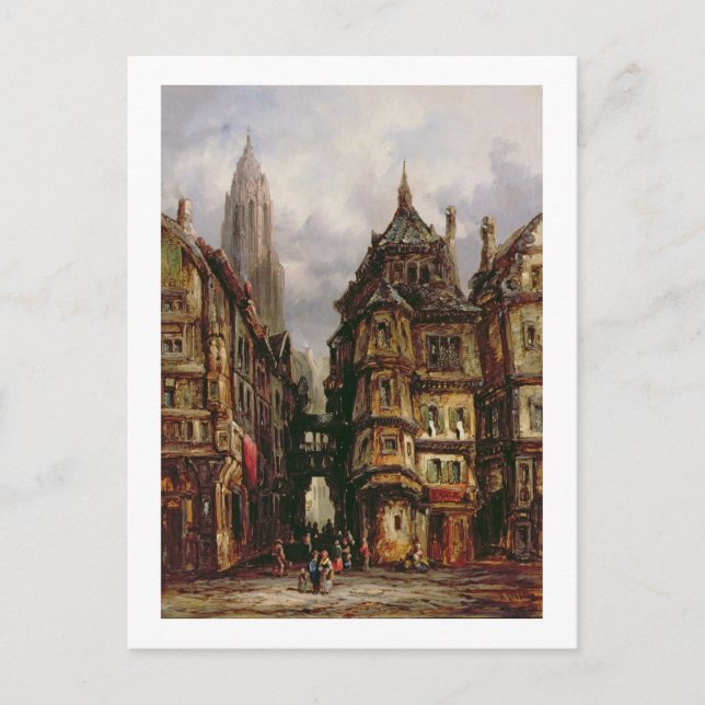 A View in the Jewish Quarter, Frankfurt, 1877 (oil Vykort (Framsida)