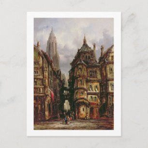 A View in the Jewish Quarter, Frankfurt, 1877 (oil Vykort