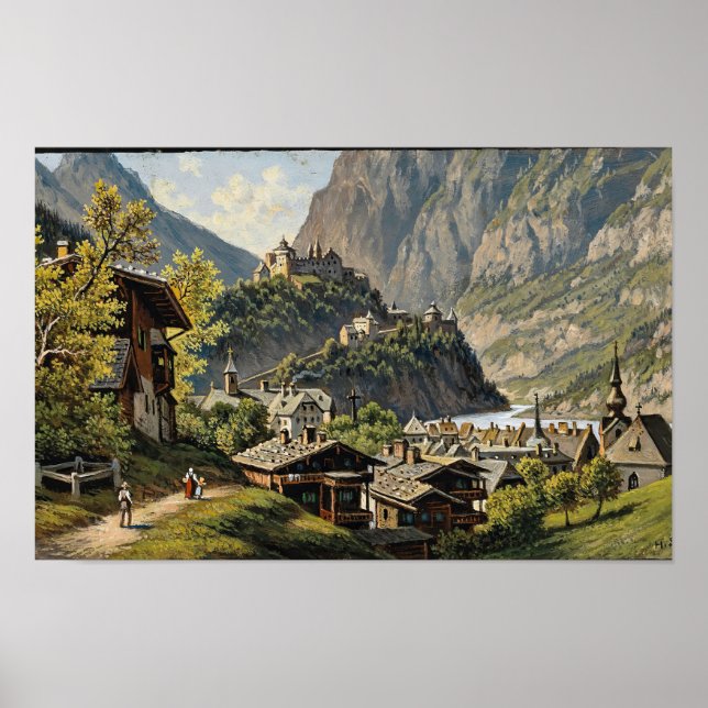 A View of Werfen Hubert Sattler Poster (Framsidan)