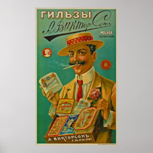 A. Viktorson cigarettpapper~ Moscow Ryssland 190 Poster