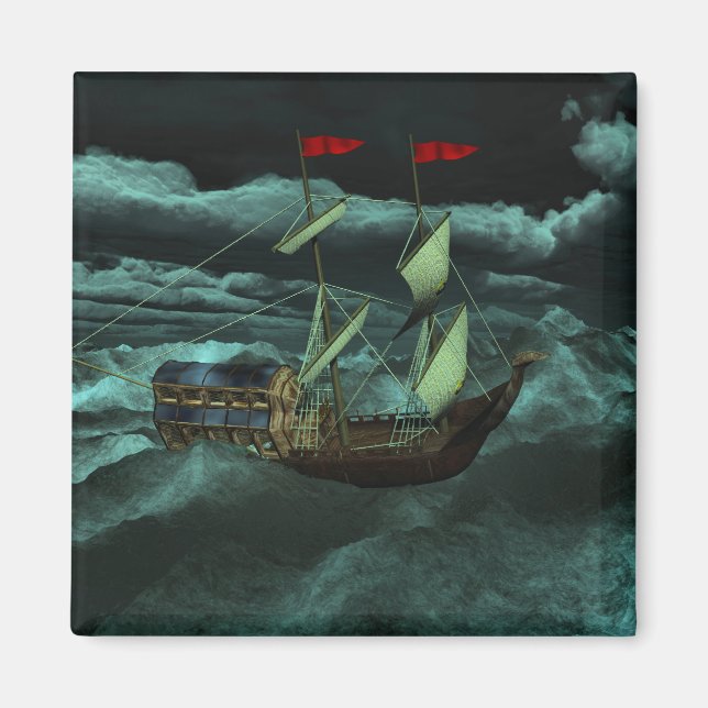 A Vild och Stormy Sea Magnet (Framsidan)