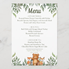 A vild ONE Greenery Woodland Animals Meny