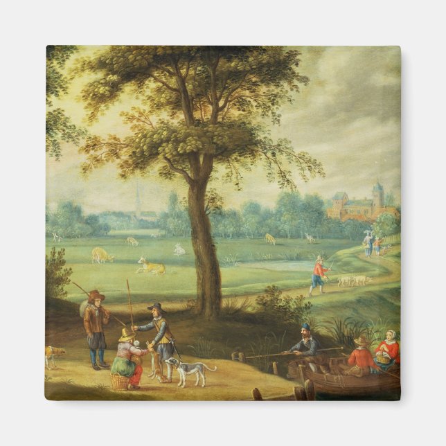 A Village liggande vid en flod Magnet (Framsidan)