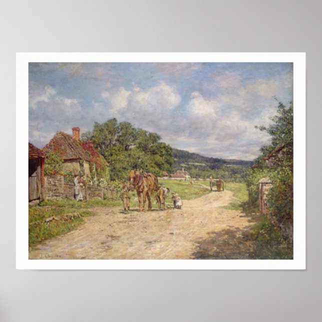 A Village Scene (olja på canvas) Poster (Framsidan)