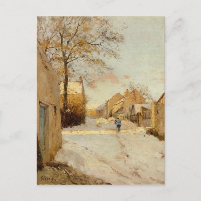 A Village Street in Winter av Alfred Sisley Vykort (Framsida)