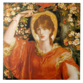 A Vision of Fiametta (Red-Halls Woman) (Rosetti) Kakelplatta