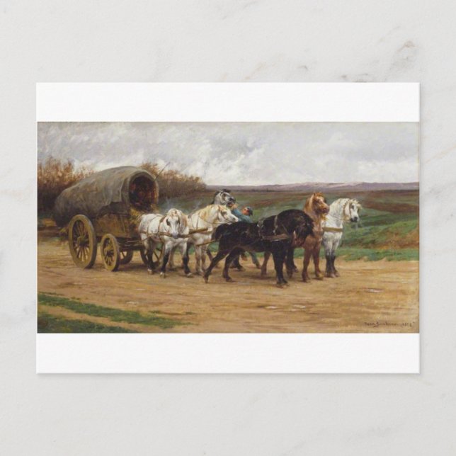 A Wagon och Horses Team av Rosa Bonheur Vykort (Framsida)