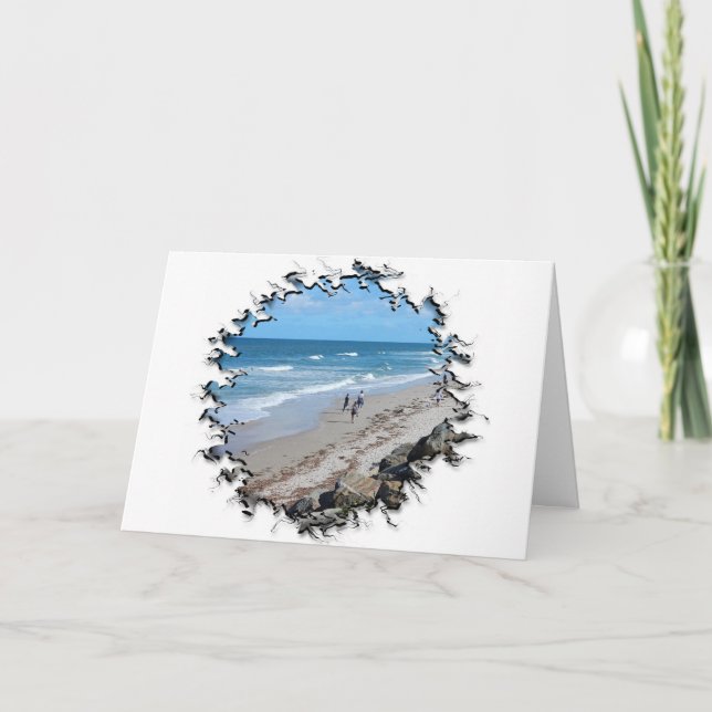 A Walk på Beach Birthday Card Kort (Framsida)