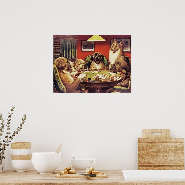 A Waterloo, Dogs Playing Poker, Poster (Kök)