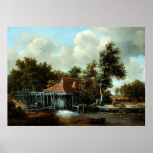 A Watermill av Meindert Hobbema (1664) Poster