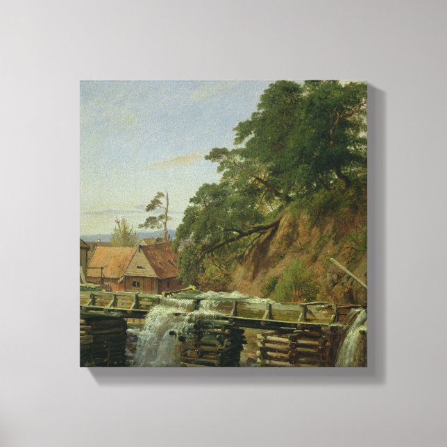 A Watermill in Christiania, 1834 Canvastryck (Framsida)