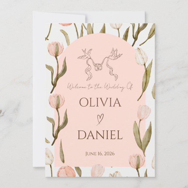 A wedding invitation with a dreamy, romantic touch (Framsida)