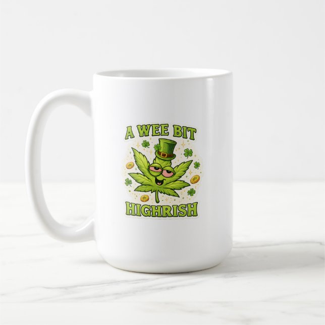 A Wee Bit Highrish Funny Irish Leaf Vibes Kaffemugg (Vänster)