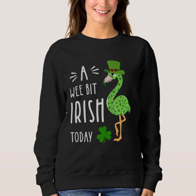 A Wee Bit Irish Today Flamingo Leprechaun St Patty T Shirt (Framsida)