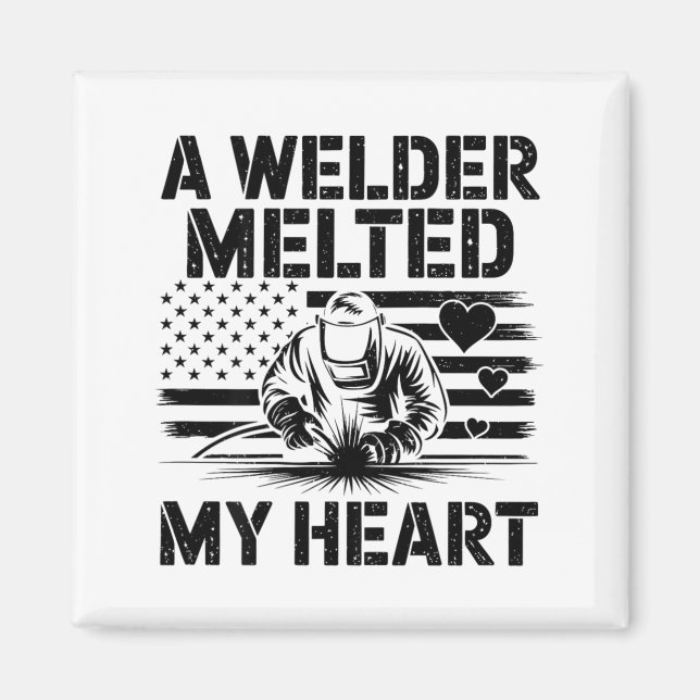 A Welder Melted My Heart Valentine Day On Ck Wel  Magnet (Framsidan)
