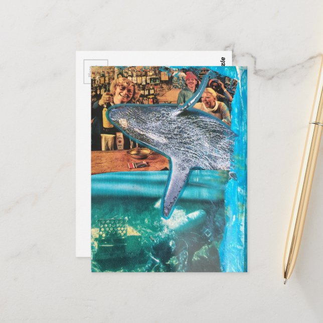 A Whale of a Time A Surreal Collage Vykort (Fram/Back In Situ)