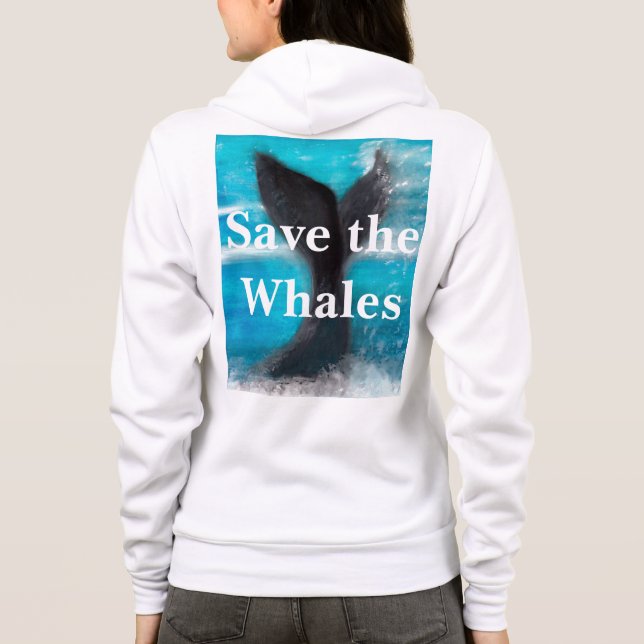 A Whale's Svan - Spara the Whales White T Shirt (Baksida)