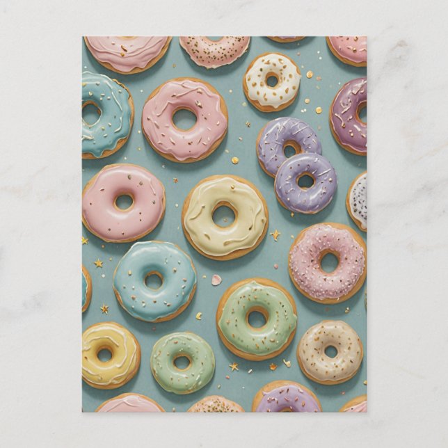 A Whimsical Pastel Donut Dream Helg Vykort (Framsida)