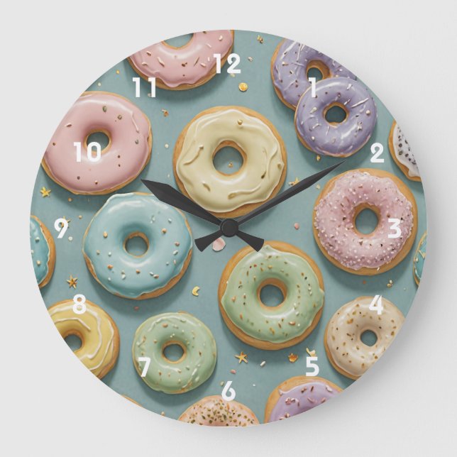 A Whimsical Pastel Donut Dream Stor Klocka (Framsida)