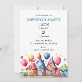 A Whimsical Village of Balloon Inbjudningar