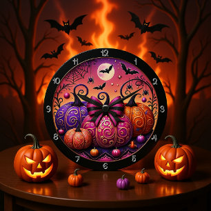 A Whimsique and Spooky Rosa Pumpkin Stor Klocka