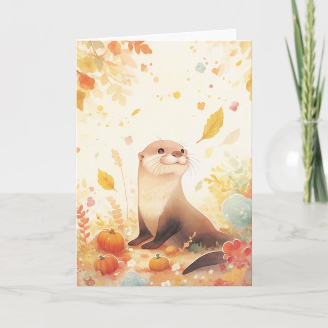 A Whimsiskt fall med smör och pumpor Kort (Framsida)
