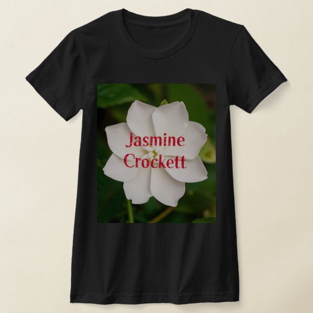 A white blooming jasmine flower with Jasmine Crock T Shirt (Laydown)