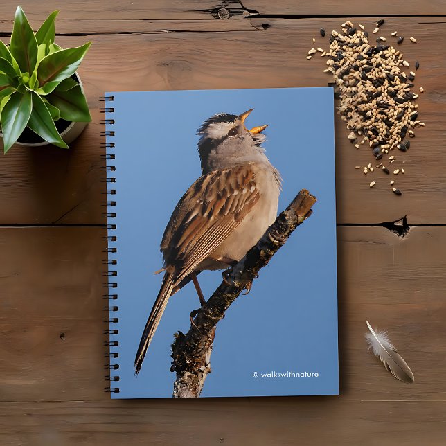 A White-Crowned Sparrow-Sjungorna till Sol Anteckningsbok Med Spiral (White-Crowned Sparrow Sings to the Sun Journal Cover Photo)
