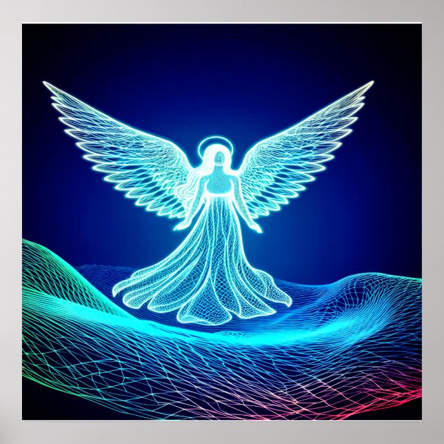 A White Glowing Angel Resting in His Hand Poster (Framsidan)