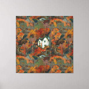 A White House & Autumn Träd Canvastryck