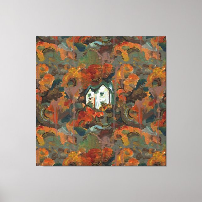 A White House & Autumn Träd Canvastryck (Framsida)