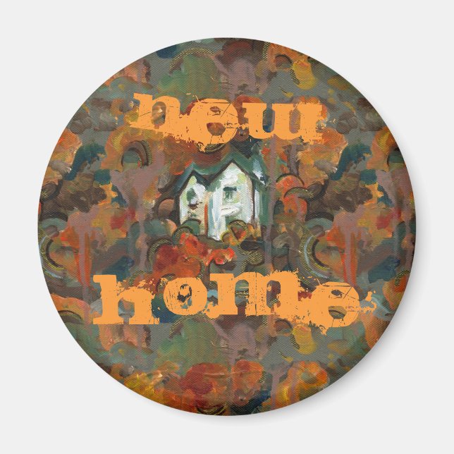 A White House & Autumn Träd Magnet (Framsidan)