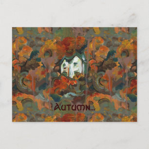 A White House & Autumn Träd Vykort