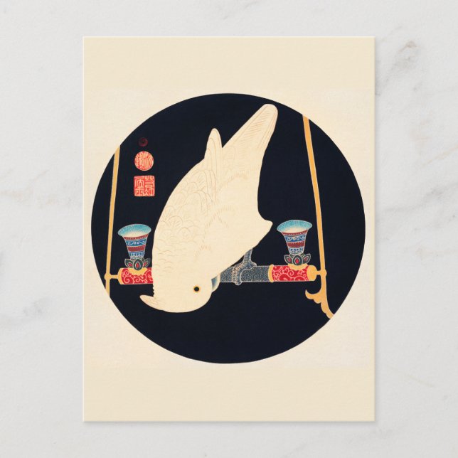 A White Macaw Illustration av Ito Jakuchu Vykort (Framsida)